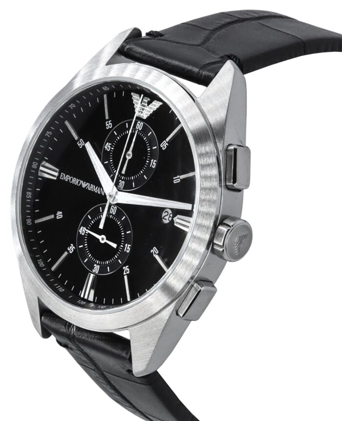 Emporio Armani Claudio Chronograph Black Dial Black Leather Strap Watch For Men - AR11542 - Image 6
